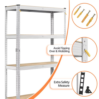 2PCS 5 Tiers Adjustable Storage Shelf Units for Garage, 35.5″ L*12″ W*71″ H, Black