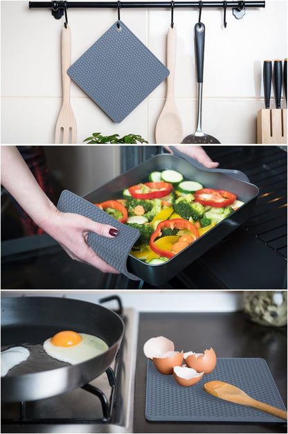 Silicone Trivet Mats - Pot Holders - Drying Mat Our Potholders Kitchen Tools Is Heat Resistant to 440°F, Non-Slip Durable Flexible Easy to Wash and Dry and Contains 4 Pcs by .