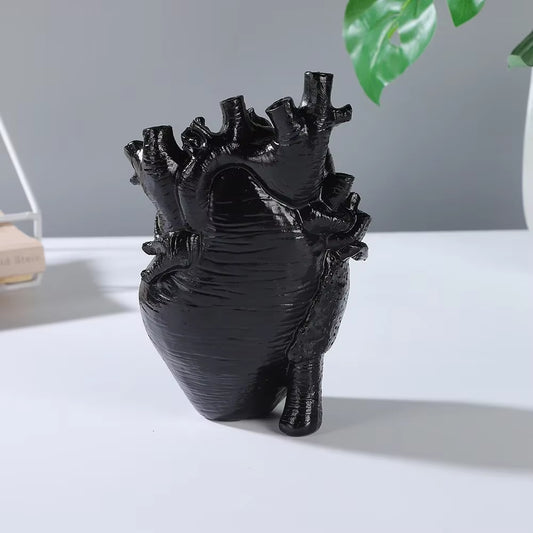 Creative Resin Crafts Heart Shape Ornaments Black and White Two-Color Vase Home Desktop Flower Arrangement Decoration Vase