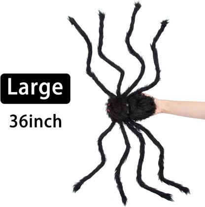 7 Pcs Halloween Spider Decorations, Scary Spider Props Halloween Outdoor Decoration (36", 24", 20", 20", 12", 12", 12")